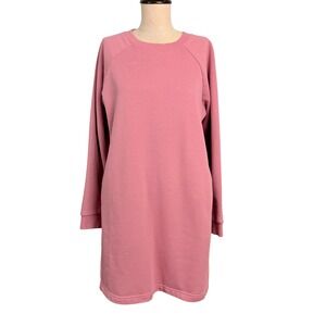Pact Organic Cotton Sweatshirt Dress Rose Pink Raglan Sleeve Pockets Medium